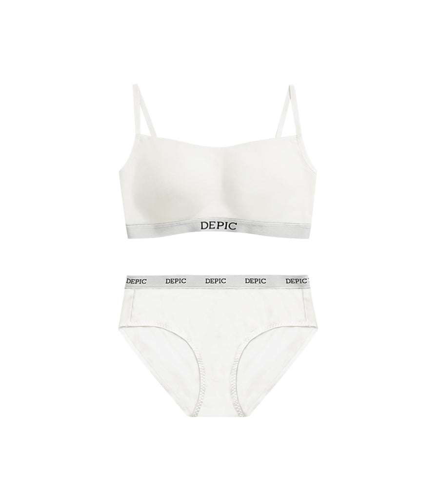 Daily - Curved Beauty Breast U-shaped Wireless Bra Set White