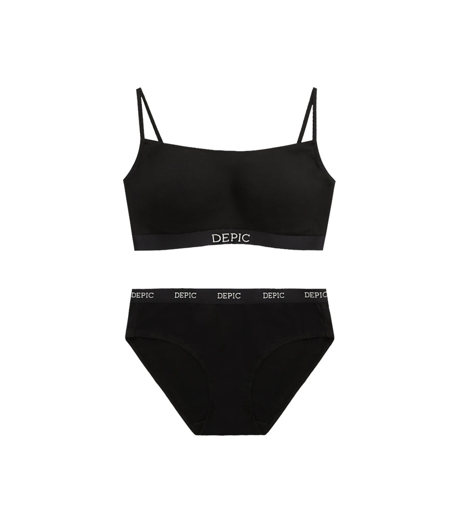 Daily - Curved Beauty Breast U-shaped Wireless Bra Set Black