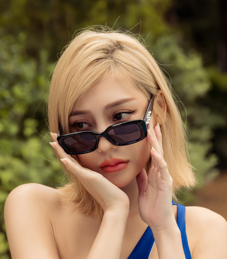 Fashion Personalized Long Square Frame Sunglasses Black