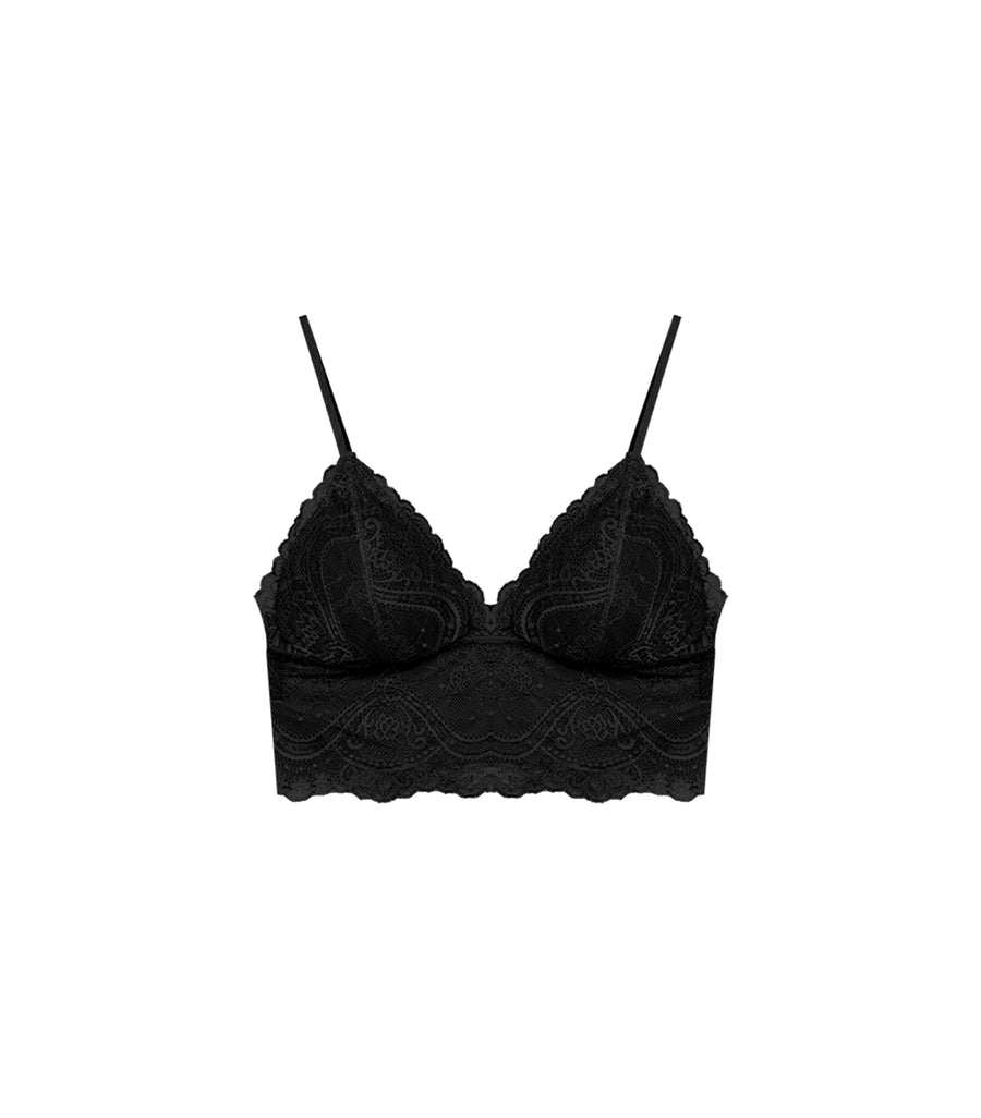 Perfect Deep V Flora Lace Padding Tube Black