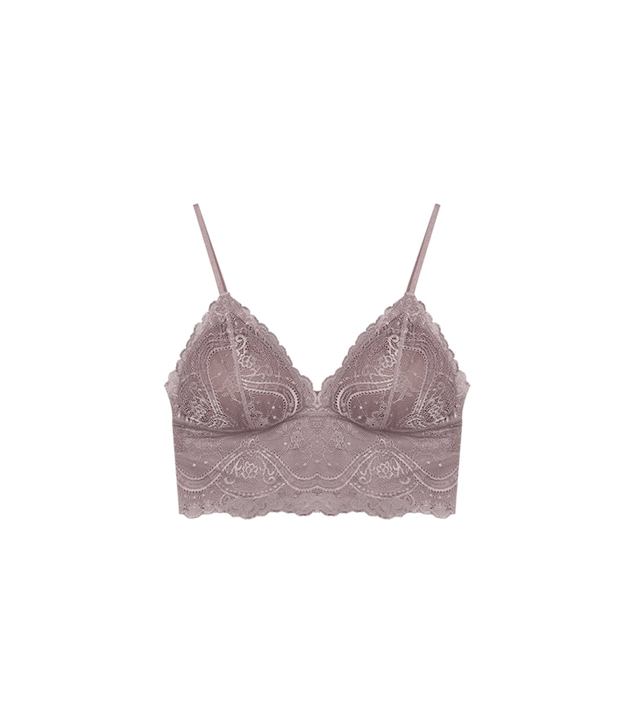 Perfect Deep V Flora Lace Padding Tube Purple