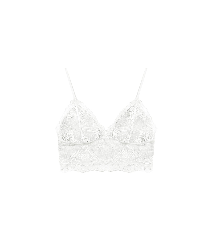Perfect Deep V Flora Lace Padding Tube White