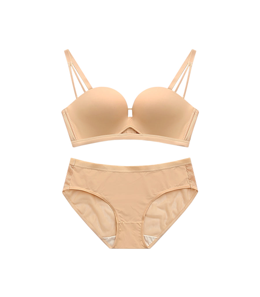 Concentrated Seamless Wireless Half Cup Bra Set Nude