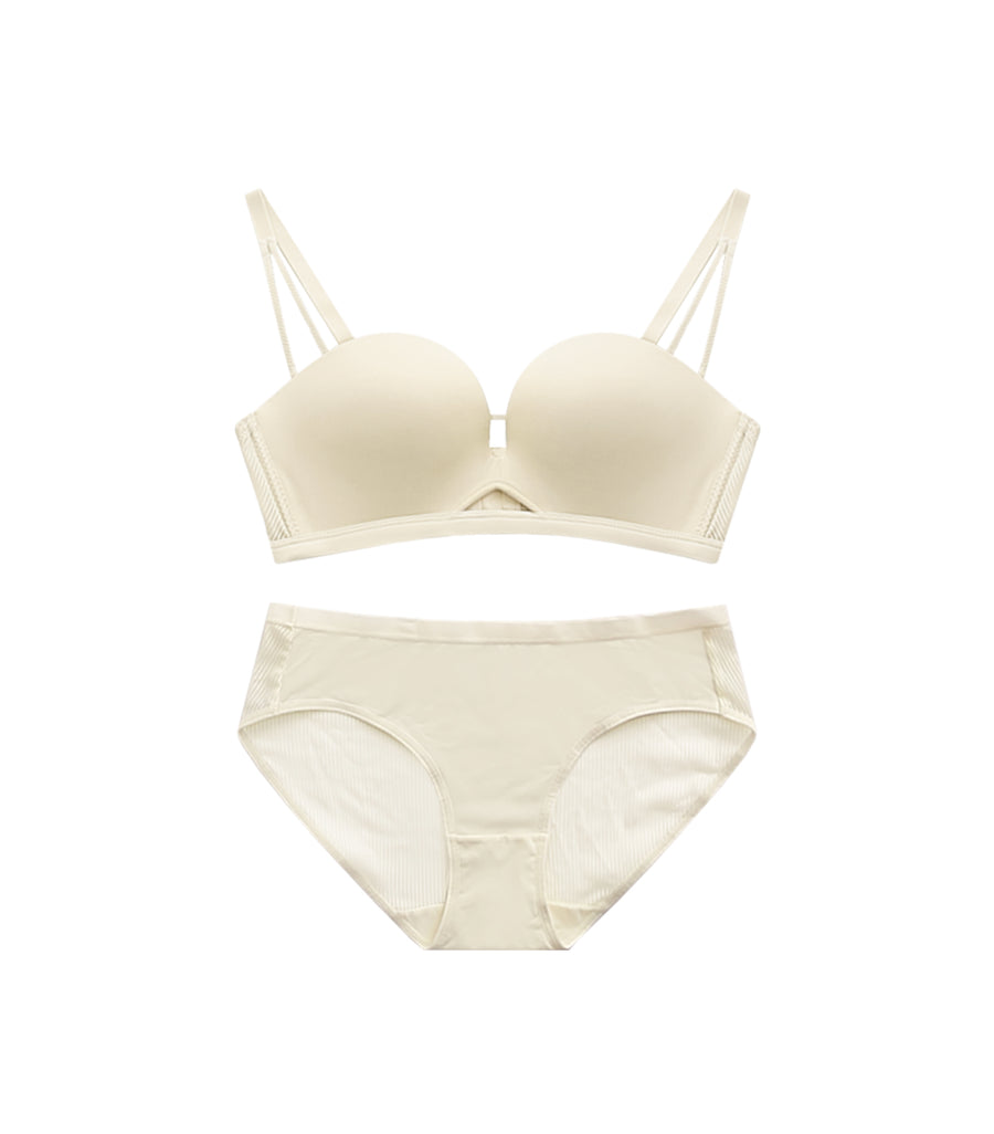 Concentrated Seamless Wireless Half Cup Bra Set Beige