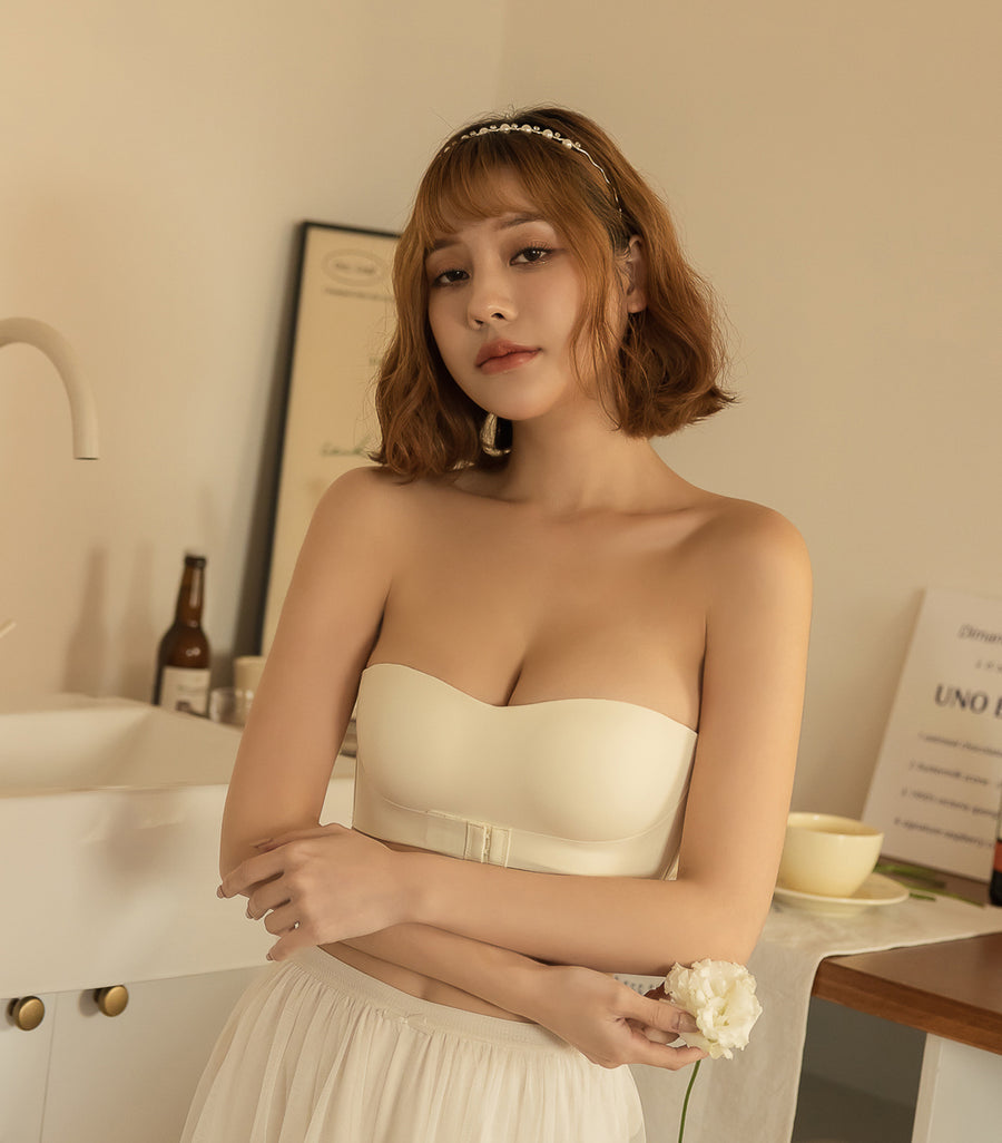 Seamless Concentrated Covered Push Up Wireless Bra Set White