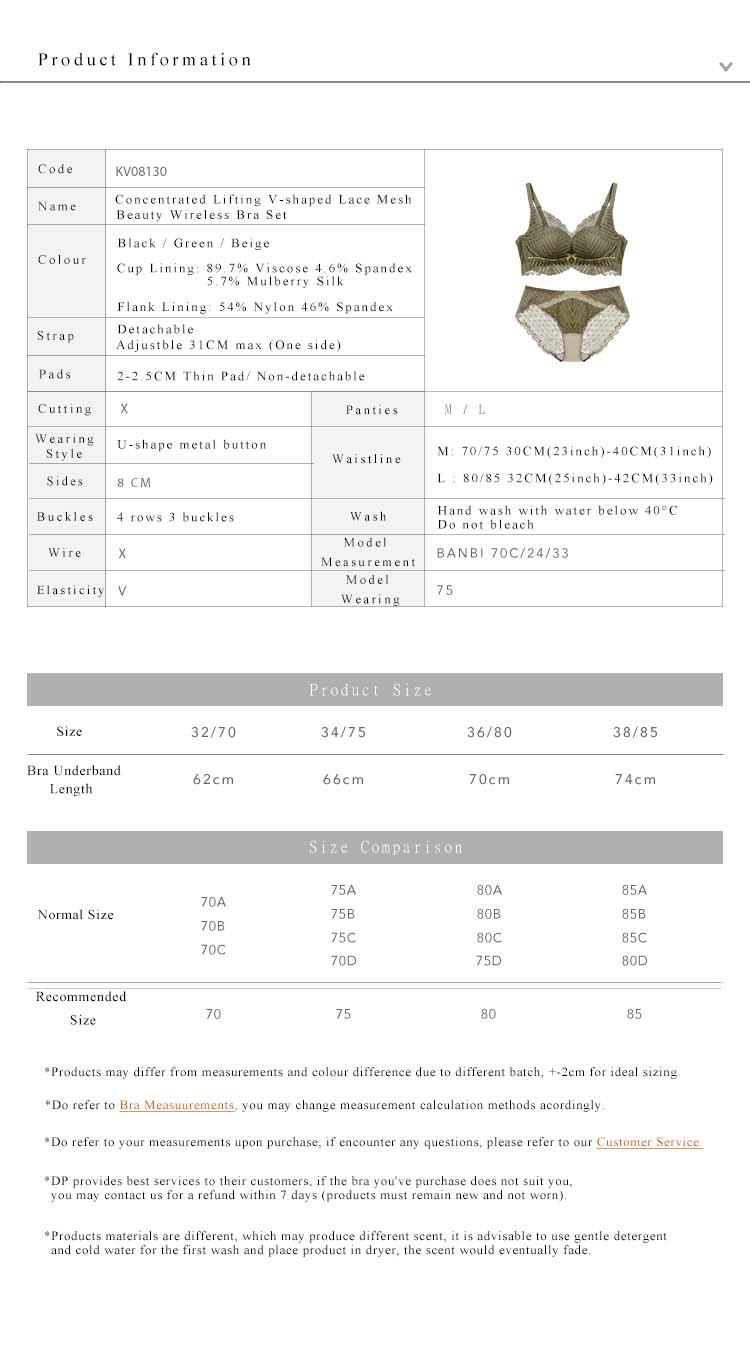 Concentrated Lifting V-shaped Lace Mesh Beauty Wireless Bra Set Beige