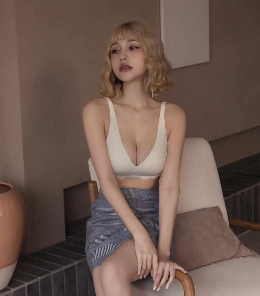 Concentrated Comfy Wireless Wave Hem Bra - No Panty Apricot