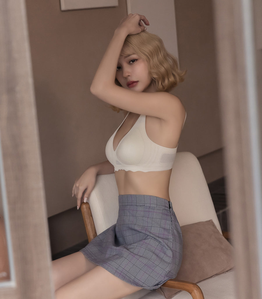 Concentrated Comfy Wireless Wave Hem Bra - No Panty Apricot