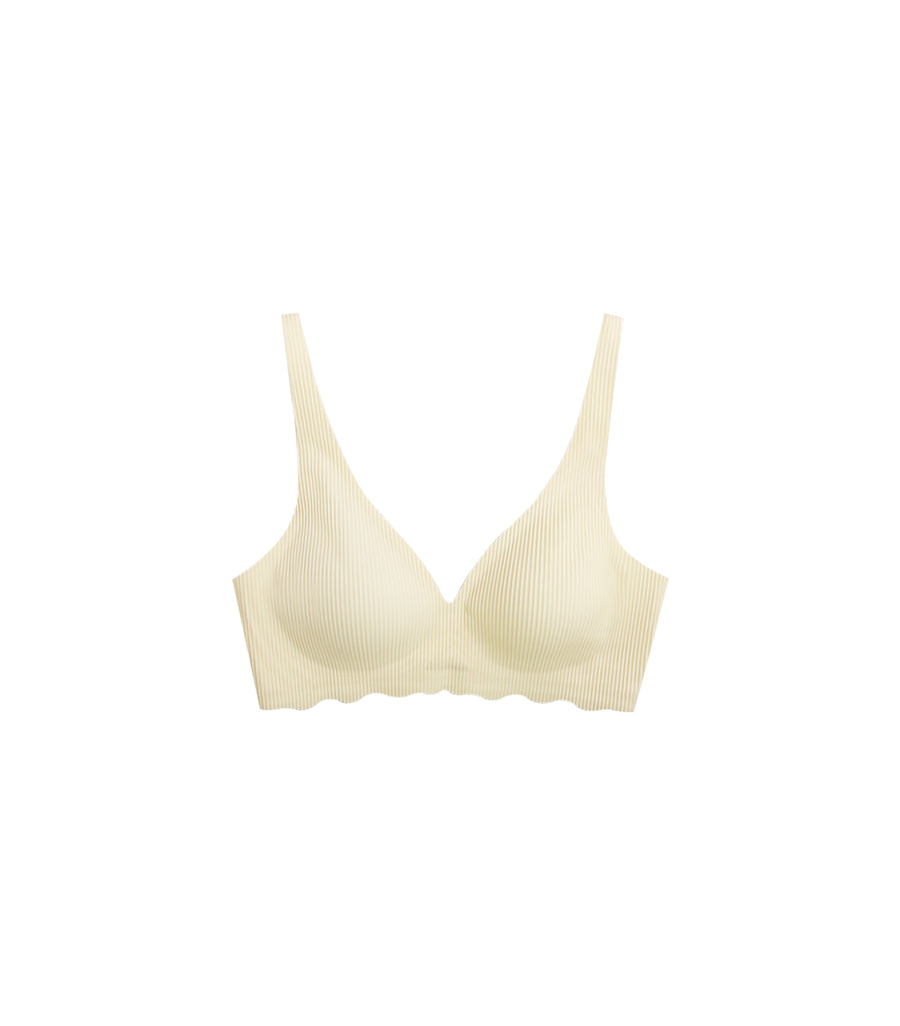 Concentrated Comfy Wireless Wave Hem Bra - No Panty Apricot