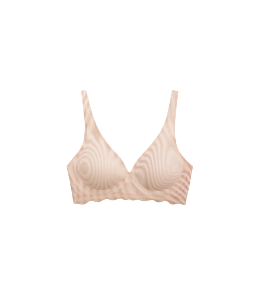 Concentrated Comfy Wireless Wave Hem Bra - No Panty Pink