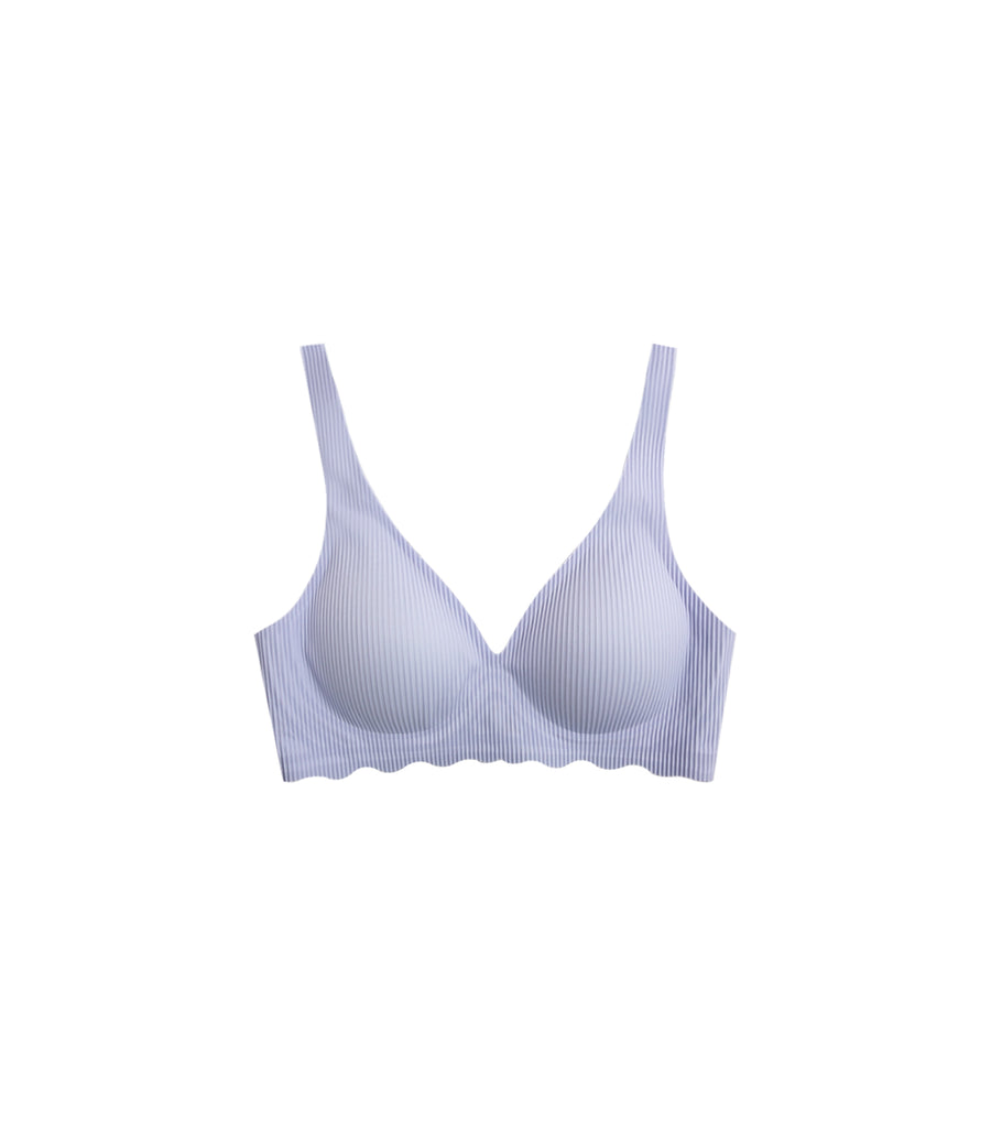 Concentrated Comfy Wireless Wave Hem Bra - No Panty Blue
