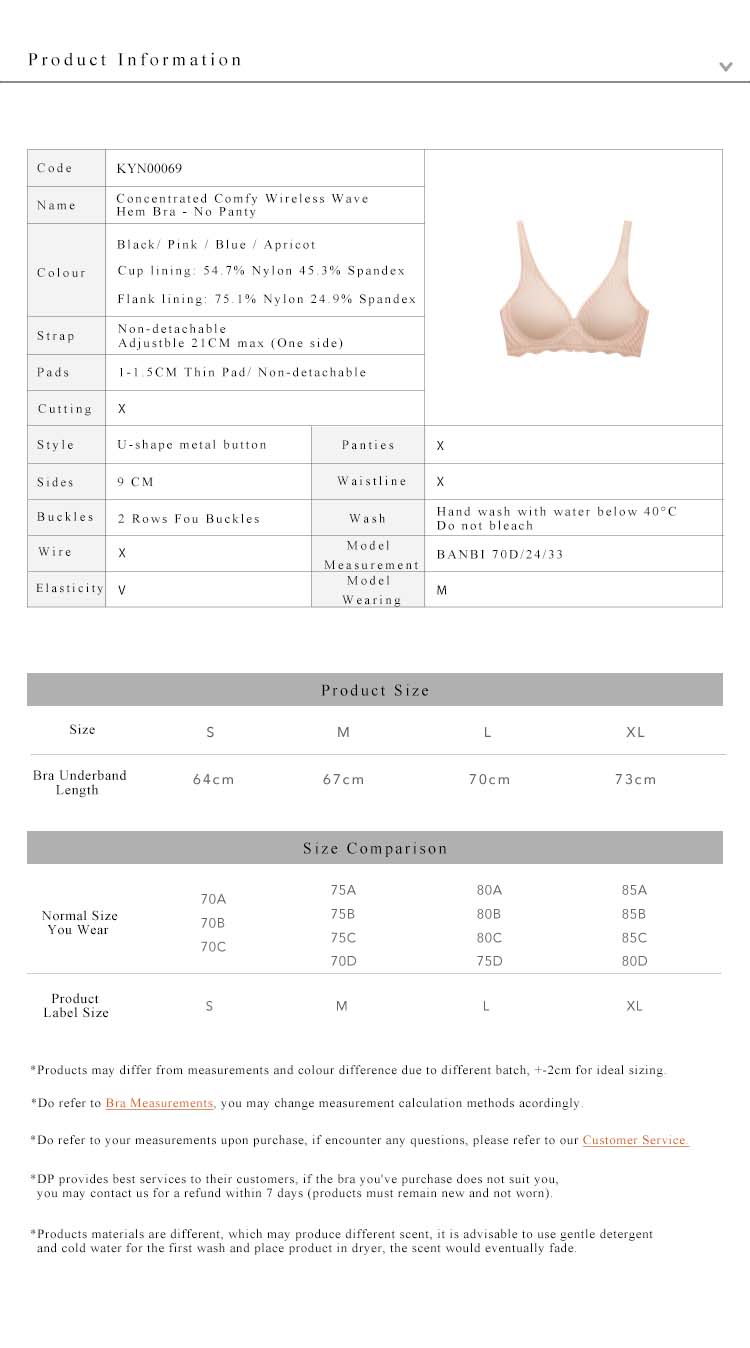 Concentrated Comfy Wireless Wave Hem Bra - No Panty Apricot