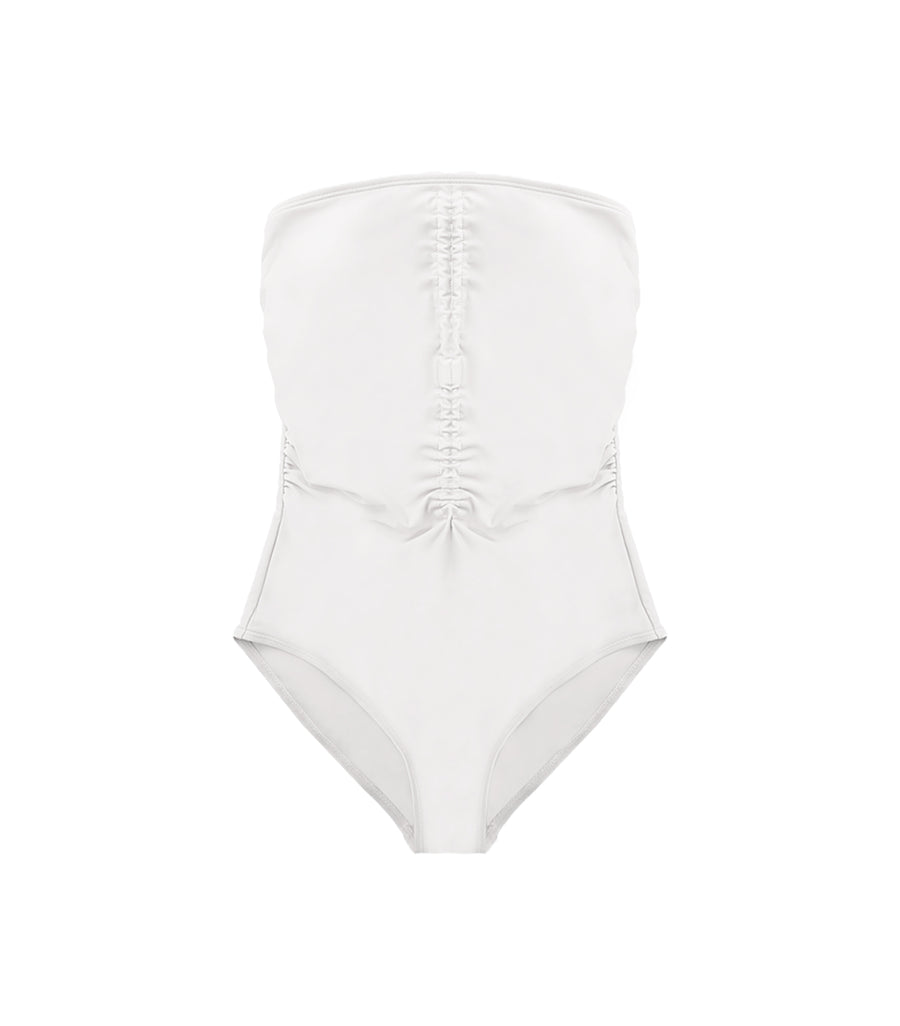 Bandeau Concentrated Wrinkle One piece Swimsuit White