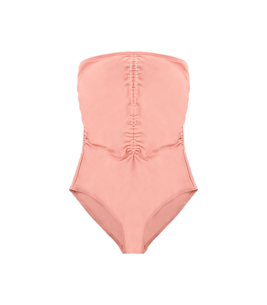 Bandeau Concentrated Wrinkle One piece Swimsuit Pink