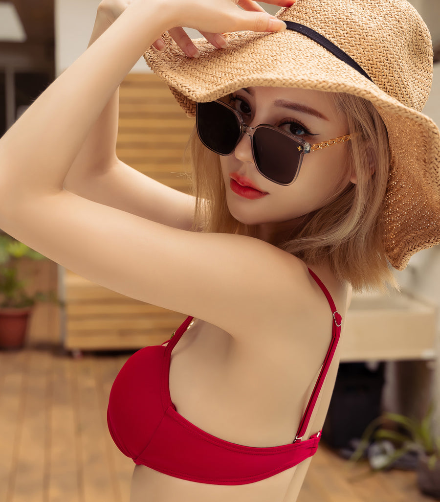 Concentrated Hollow High Waist Two piece Bikini Red
