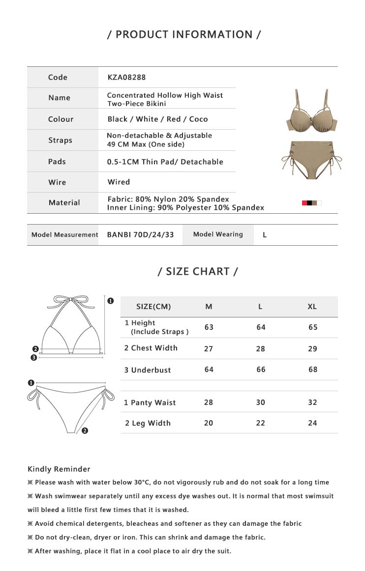 Concentrated Hollow High Waist Two piece Bikini Red