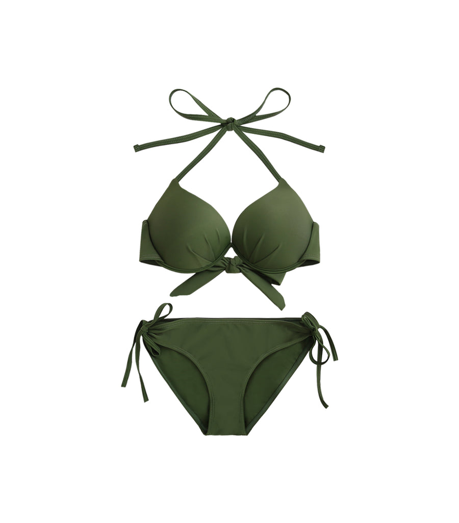 Sexy Classic Concentrated Two piece Bikini Green