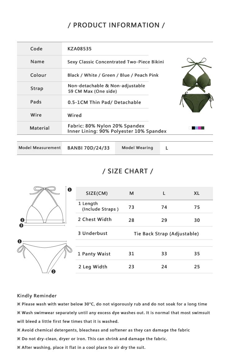 Sexy Classic Concentrated Two piece Bikini Green