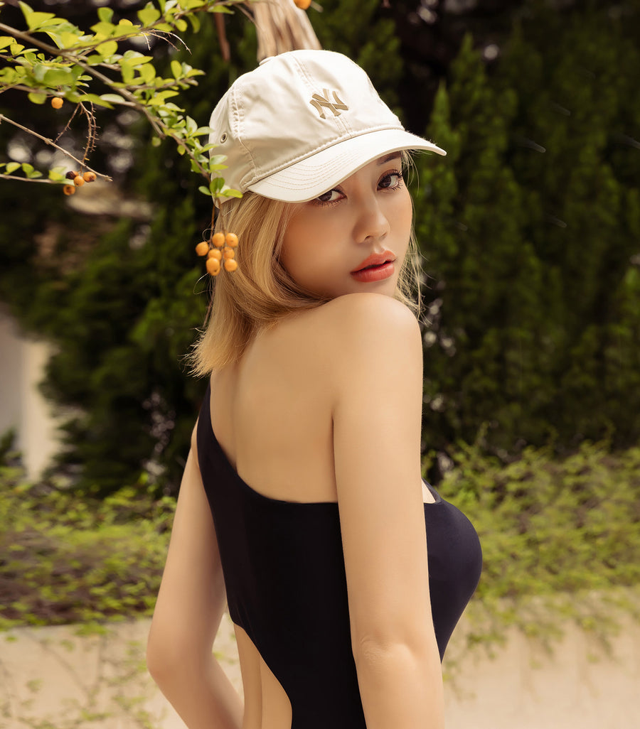 Sexy One shoulder Hollow One piece Swimsuit Black