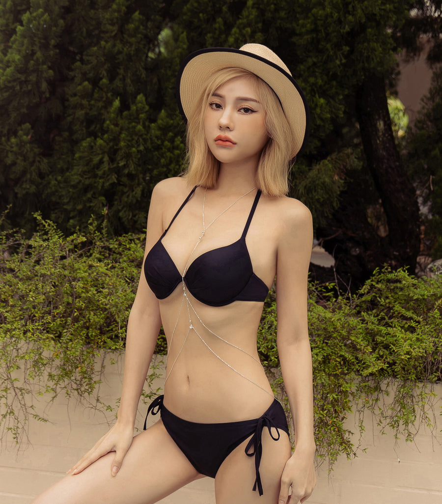 Sexy Delicated Rhinestone Body Chain Silver