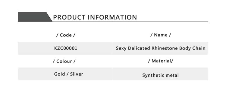 Sexy Delicated Rhinestone Body Chain Silver