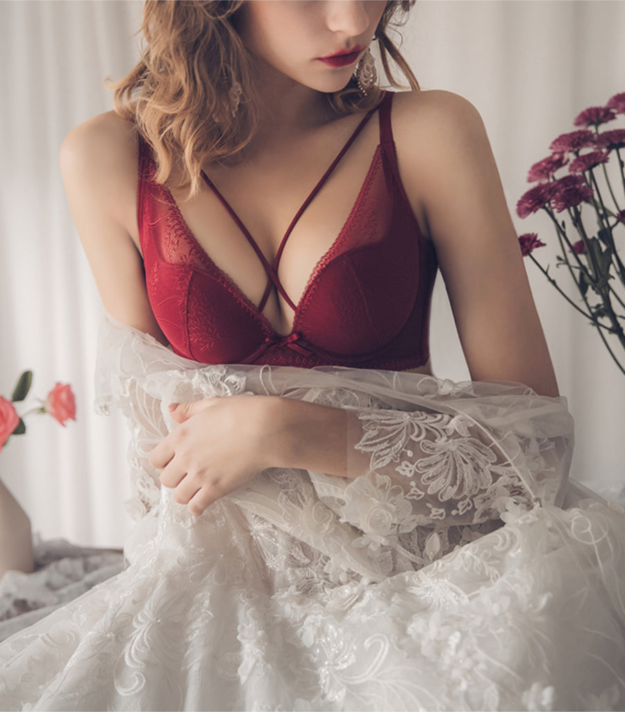 Gorgeous - S-Shape Soft Wire Bra Set Rosey Red