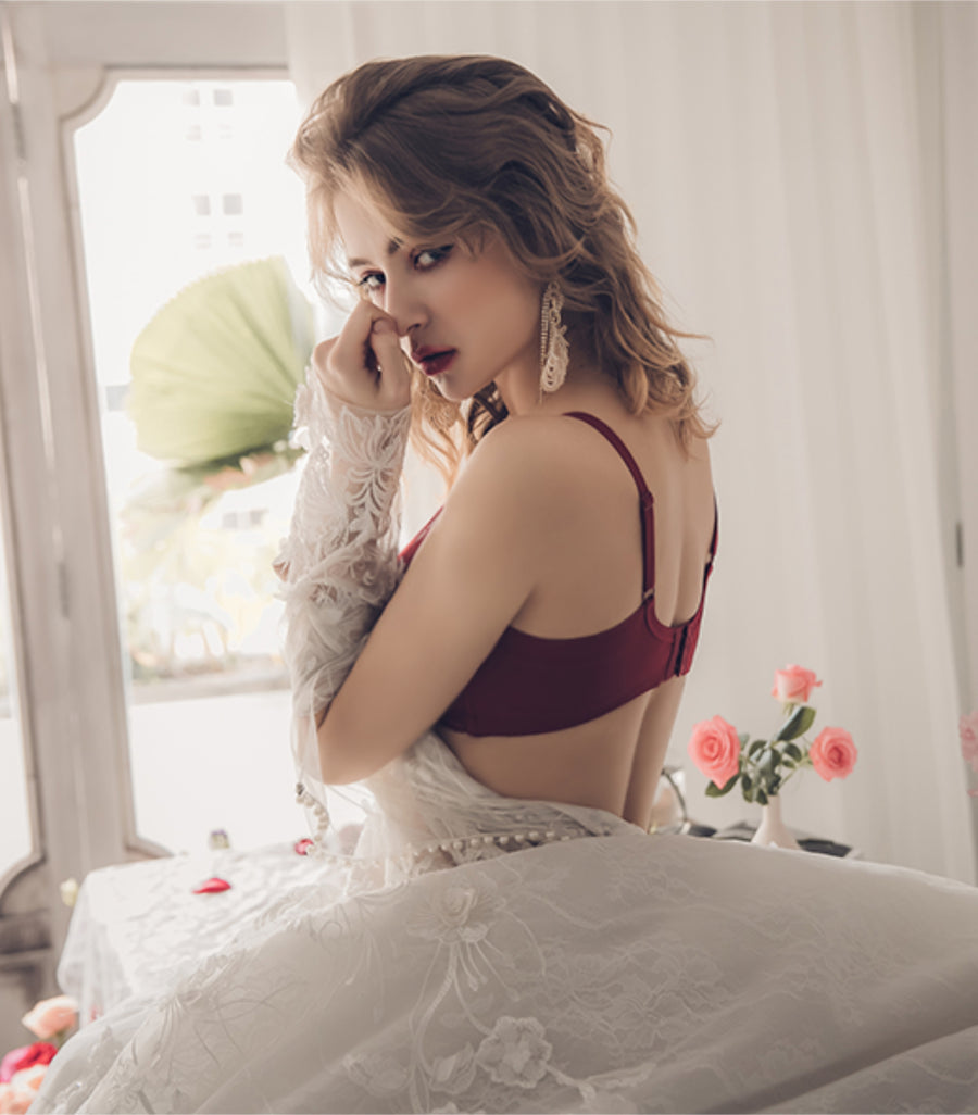 Gorgeous - S-Shape Soft Wire Bra Set Rosey Red