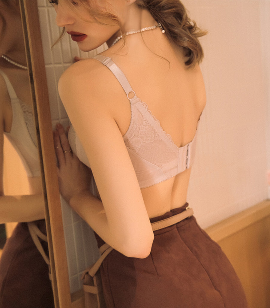 Lovely - Sexy Back Beauty Lift & Supportive Soft Wire Bra Set Nude Beige