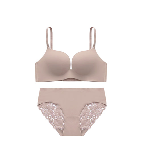 Beauty-Milky Seamless Fabric Wireless Bra Set Dusty Pink