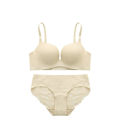 Beauty-Milky Seamless Fabric Wireless Bra Set Nude