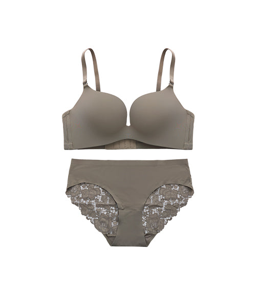 Beauty-Milky Seamless Fabric Wireless Bra Set Champagne