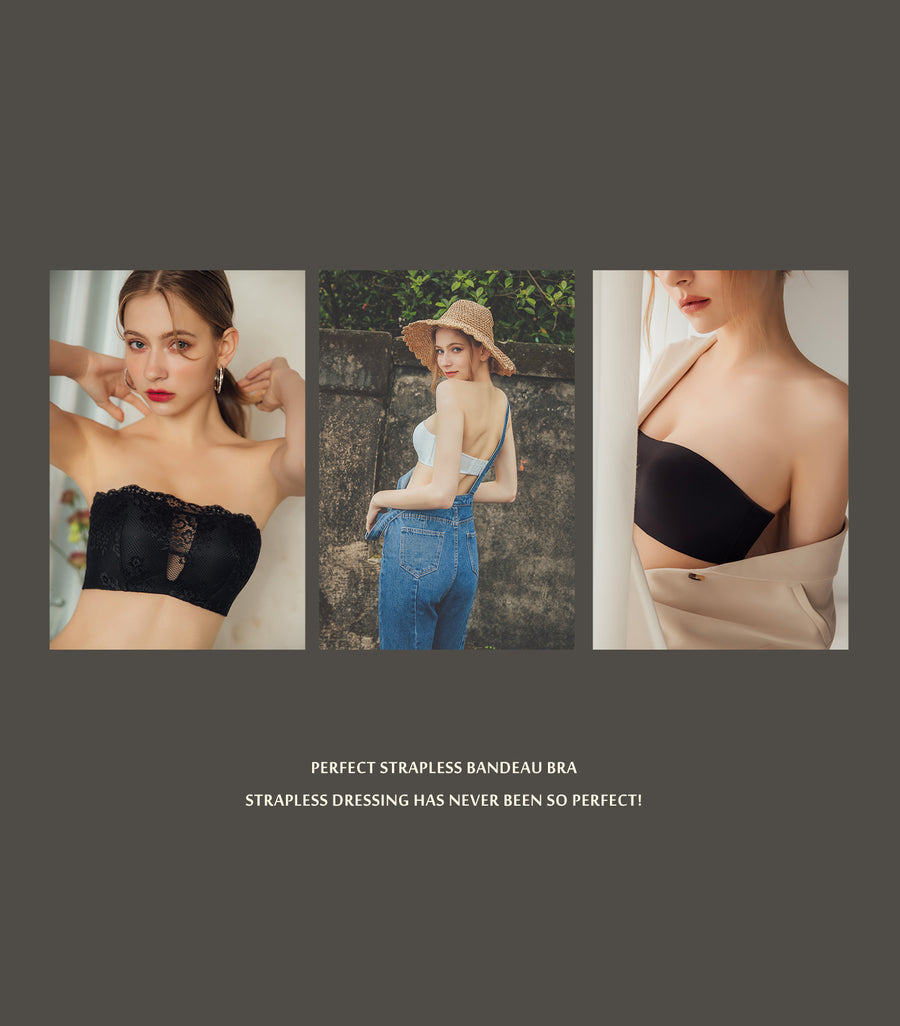 STYLISH-Perfect Non-slip Wireless Tube Top Bra Pure Black