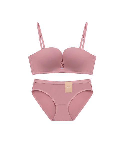MS. - U Shape Plunge Micro Fiber Wireless Bra Set Rouge Pink