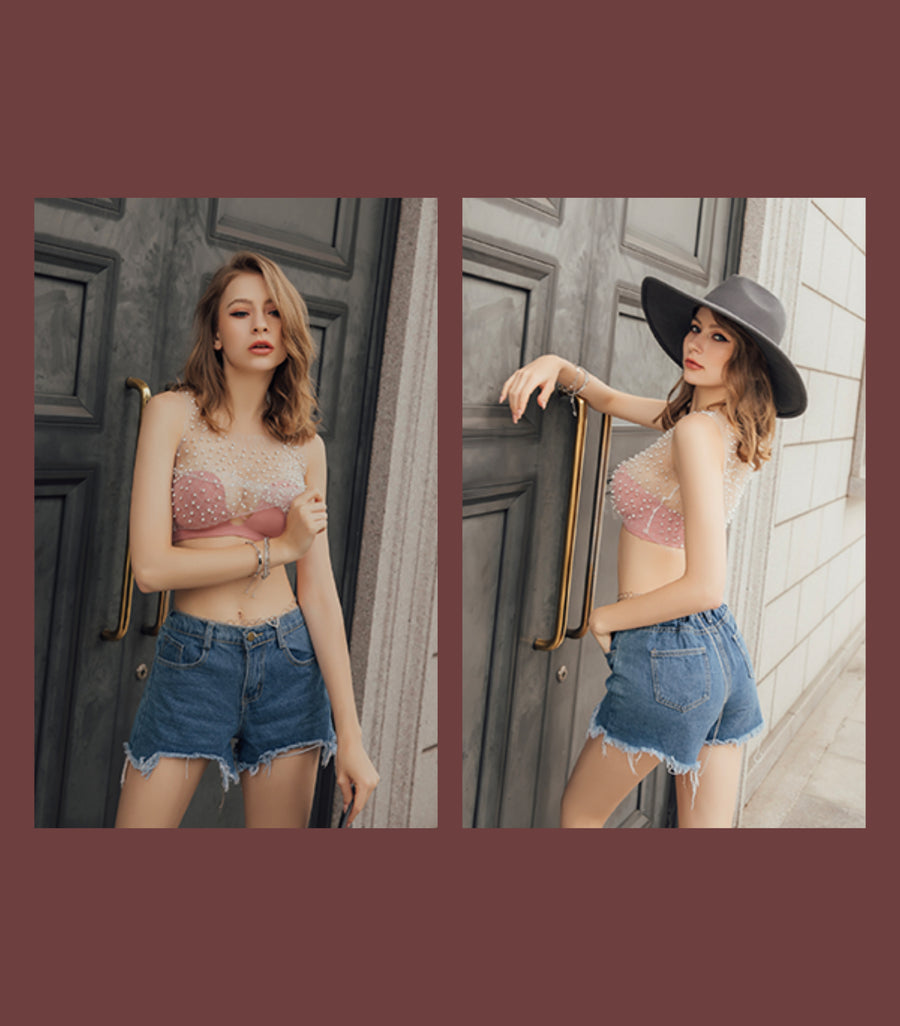 MS. - U Shape Plunge Micro Fiber Wireless Bra Set Rouge Pink