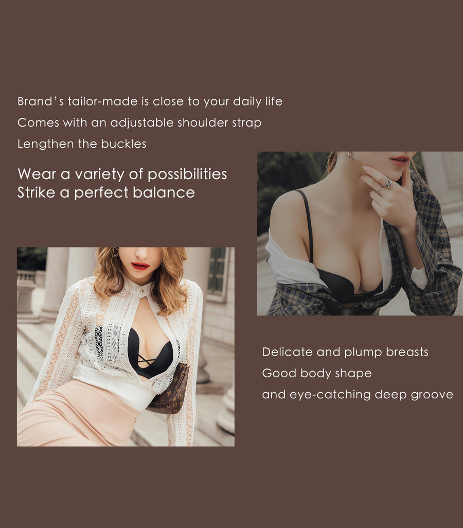 MS. - U Shape Plunge Micro Fiber Wireless Bra Set Rouge Pink