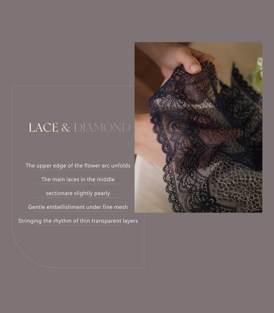 Romance-Full Coverage Light and Thin Dimentional Cotton Bra Set Sunset Grey