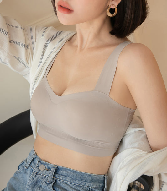 Smooth Seemless V Style Wireless Tank Top Bra- No Bottoms Champaign