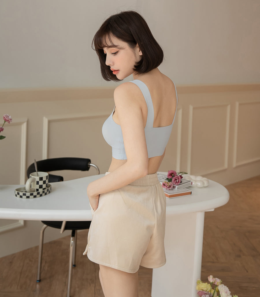 Smooth Seemless V Style Wireless Tank Top Bra- No Bottoms Grey Blue