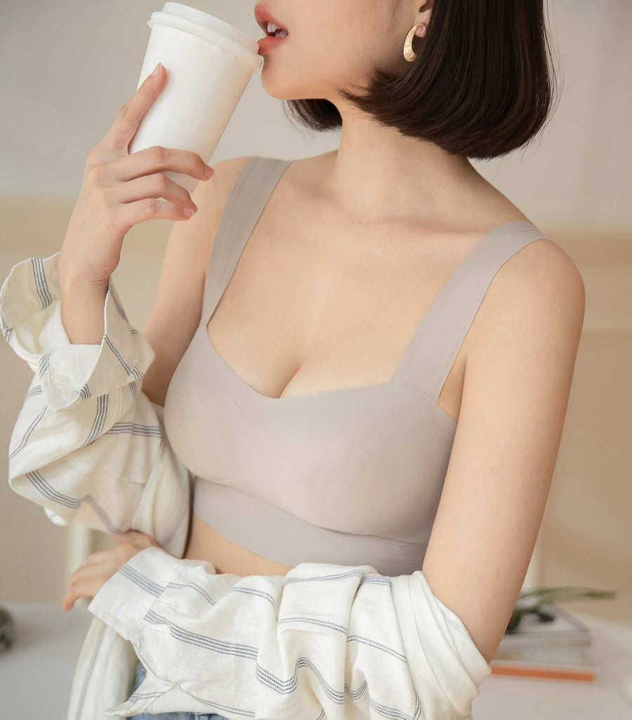 Smooth Seemless V Style Wireless Tank Top Bra- No Bottoms Champaign