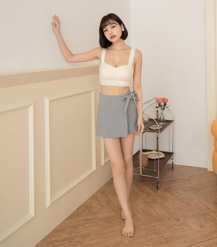 Smooth Seemless V Style Wireless Tank Top Bra- No Bottoms Creamy White