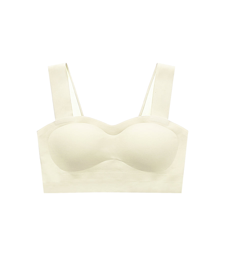 Smooth Seemless V Style Wireless Tank Top Bra- No Bottoms Creamy White