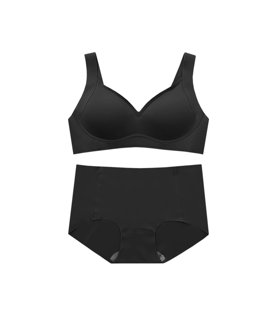 Comfortably Concentrated Seemless Wireless Modifying Bra Set Black