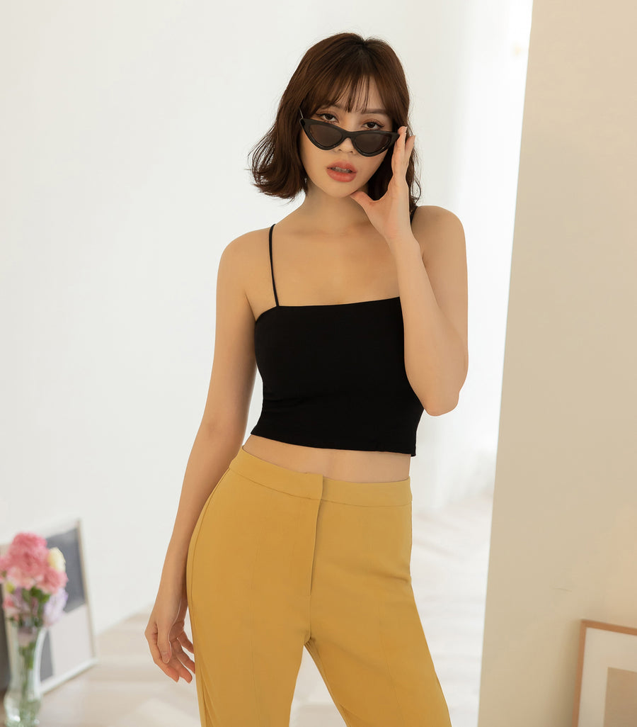 Thin Shoulder Screw Thread with Flat Chest Padding Bra Black