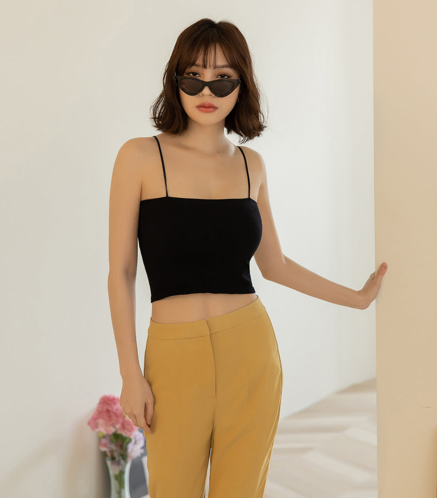Thin Shoulder Screw Thread with Flat Chest Padding Bra Black