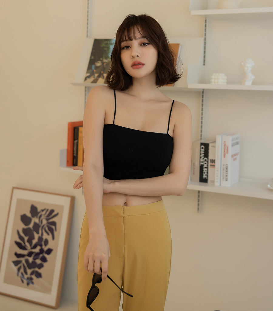 Thin Shoulder Screw Thread with Flat Chest Padding Bra Black