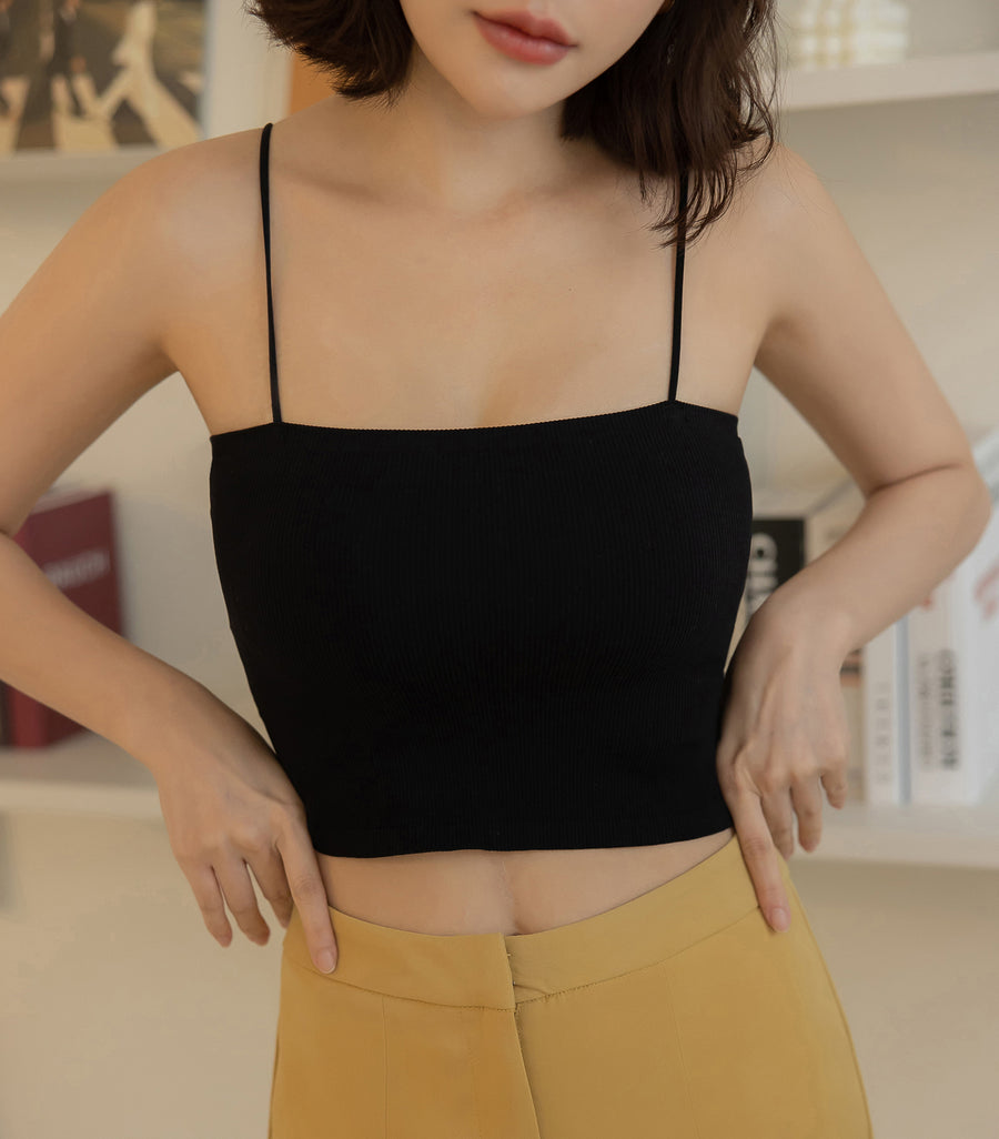 Thin Shoulder Screw Thread with Flat Chest Padding Bra Black