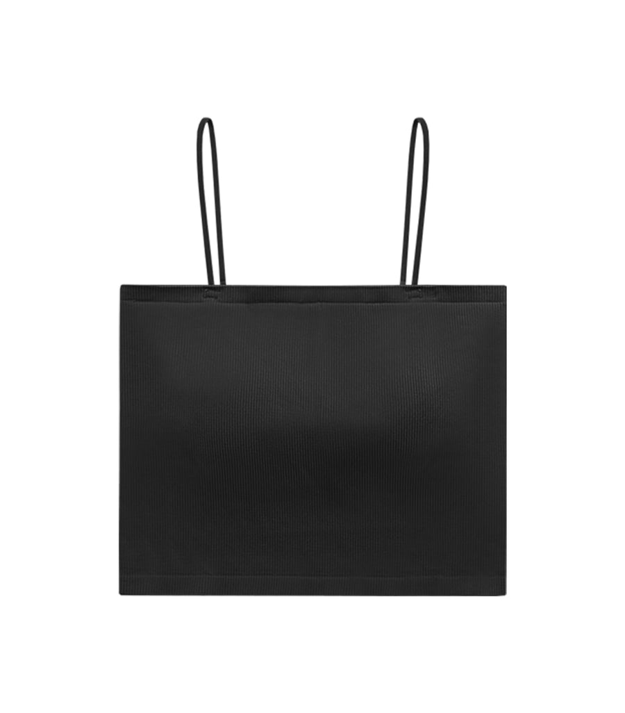 Thin Shoulder Screw Thread with Flat Chest Padding Bra Black