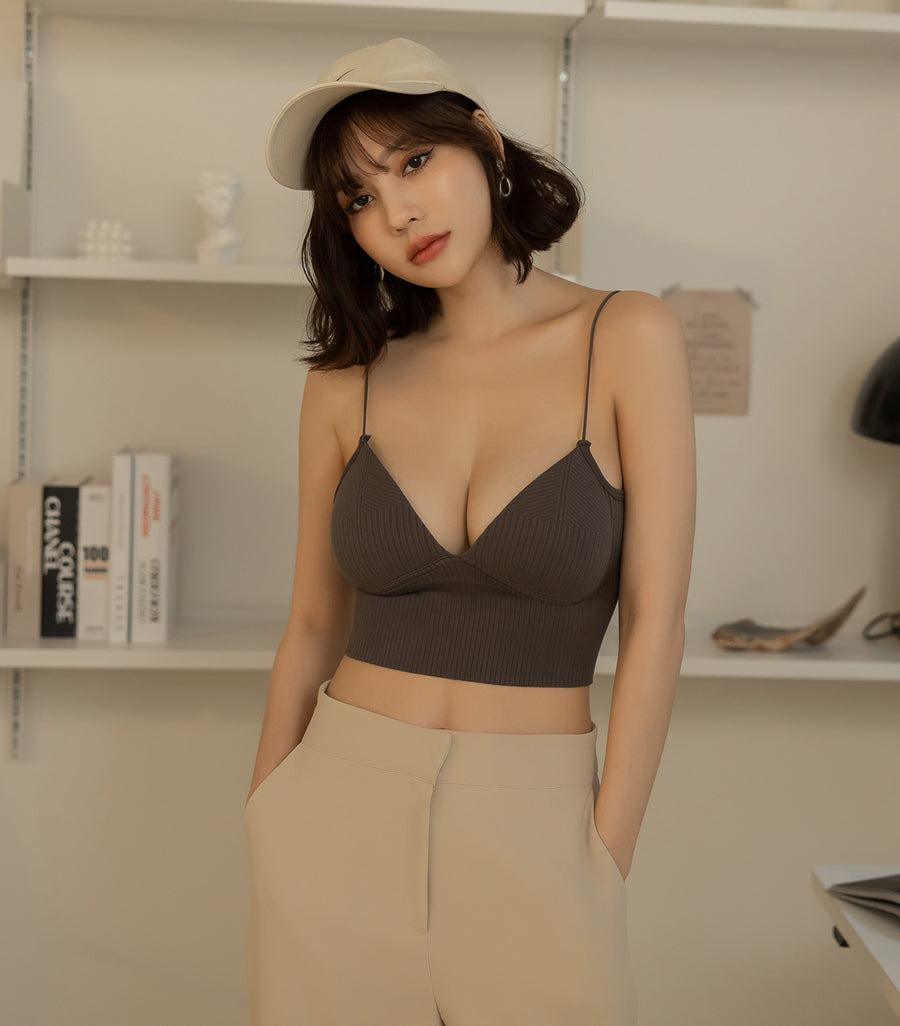 Triangle Cup Screw Thread Loose Low Chest Circumference Bra Dark Grey