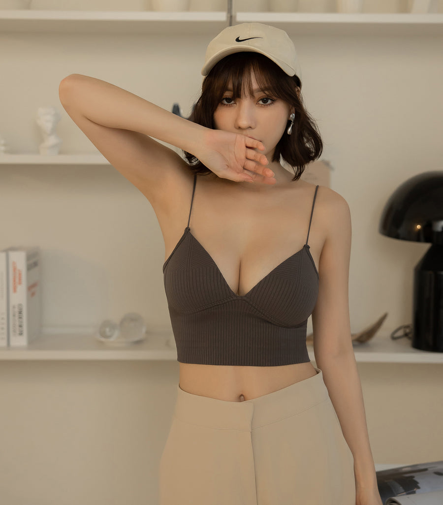 Triangle Cup Screw Thread Loose Low Chest Circumference Bra Dark Grey