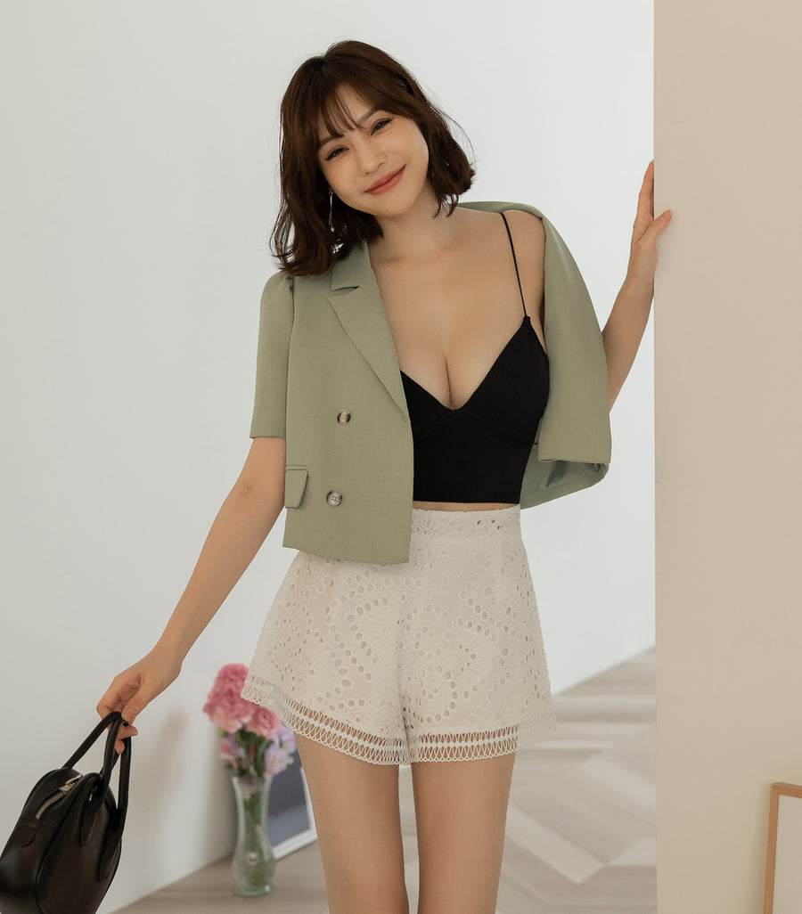 Triangle Cup Screw Thread Loose Low Chest Circumference Bra Black